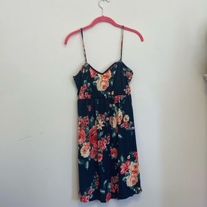 Navy Floral Tie Back Dress by White Birch